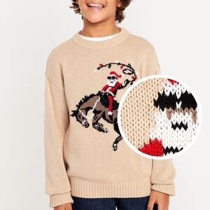 Old Navy Oversized Crew-neck "Rodeo Santa" Kids' Sweater